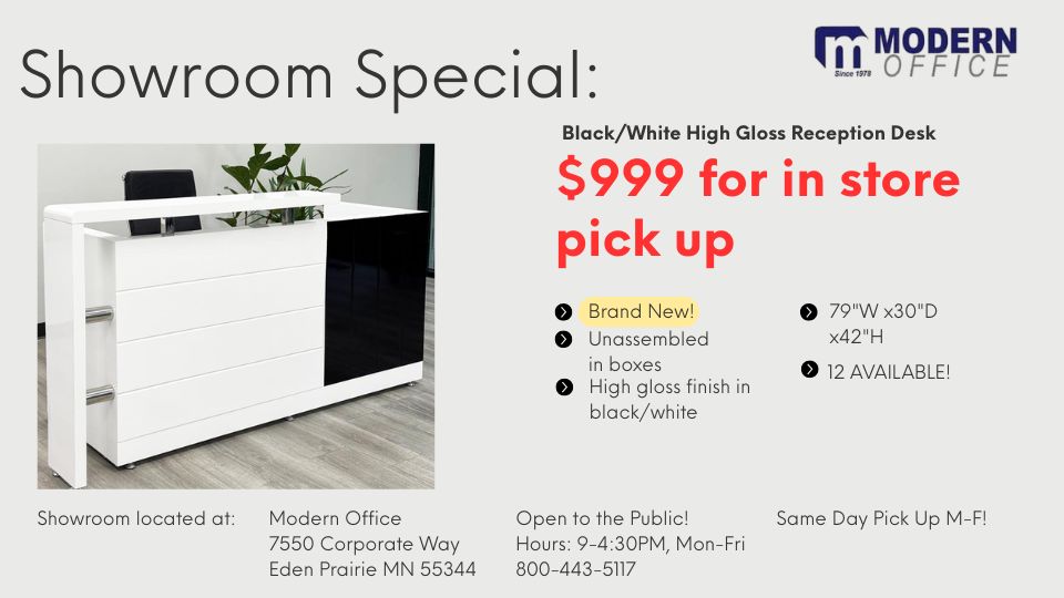 black/whitehigh gloss reception desk