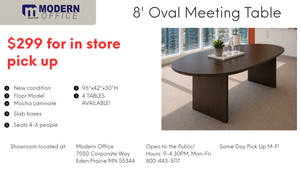 8 foot oval meeting table
