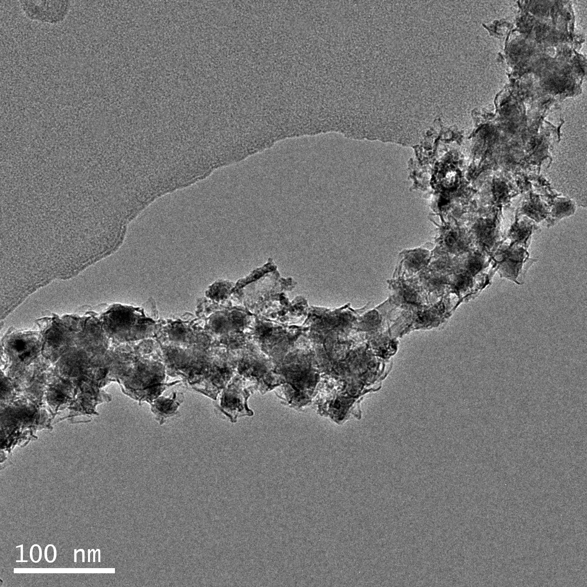 TEM image of Ni-Fe alloy coated CNTs