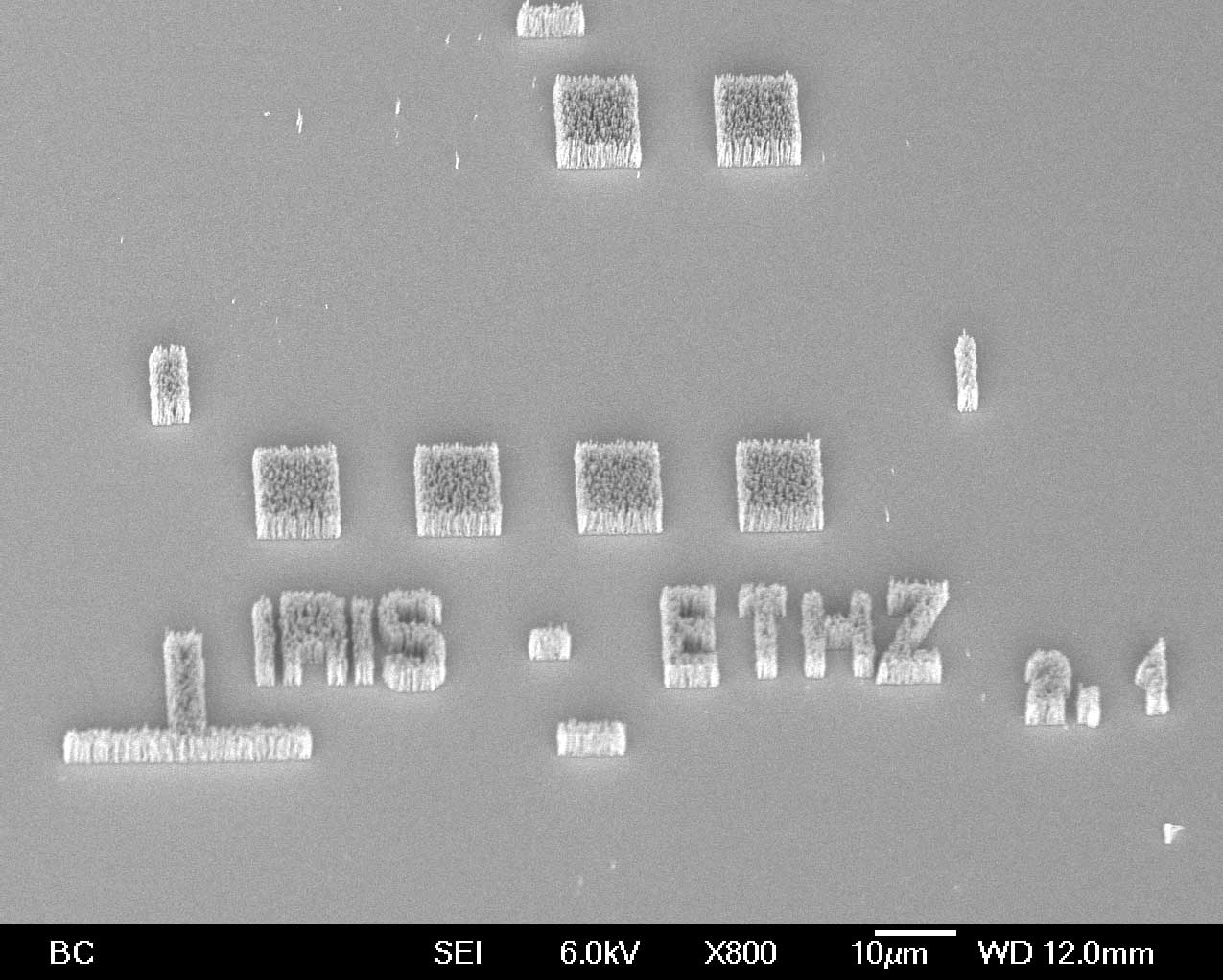 letters shaped by nanotube arrays