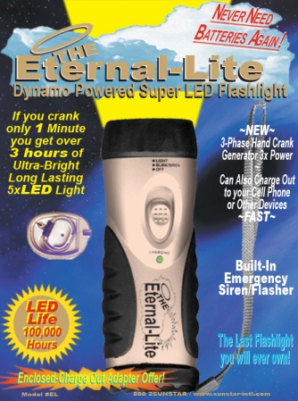 Pull-Cord Dynamo Powered LED Flashlight