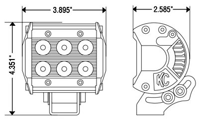 6 LED 1400 Lumens 4 inch Rectangular Driving Light