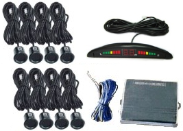 Front and Rear Obstacle Sensor, the system detects the obstacle distance then provides sound warning and light display signal or digital signal with direction display.