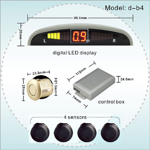 4 In-Bumper Backup Parking Sensor Kit w/Wired LED Display