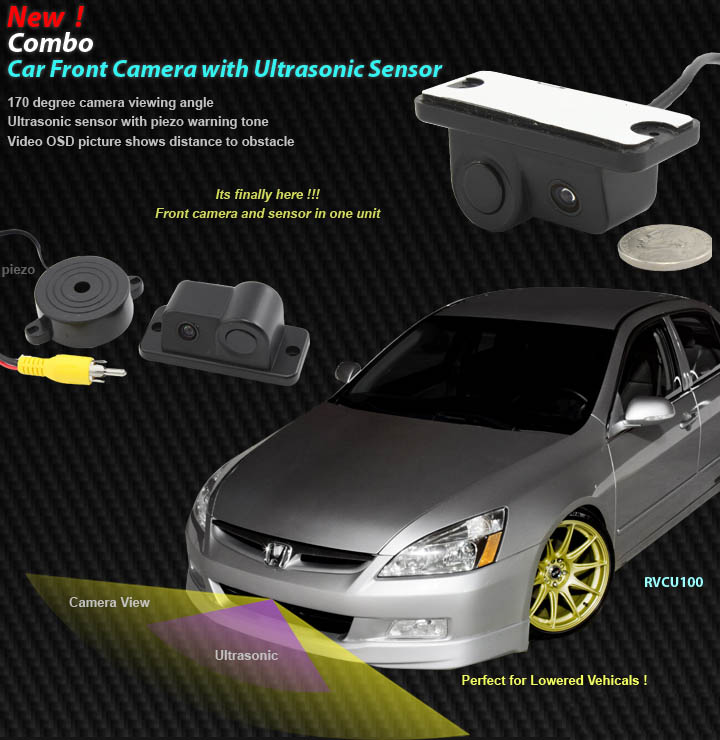 Car Front Camera with Ultrasonic Sensor Combo