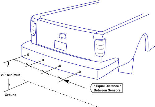 Wired Display - 4 Flush Mount Backup Sensors for Pick Up Trucks