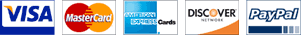 We accept VISA, MasterCard, AMEX, Discover and PayPal