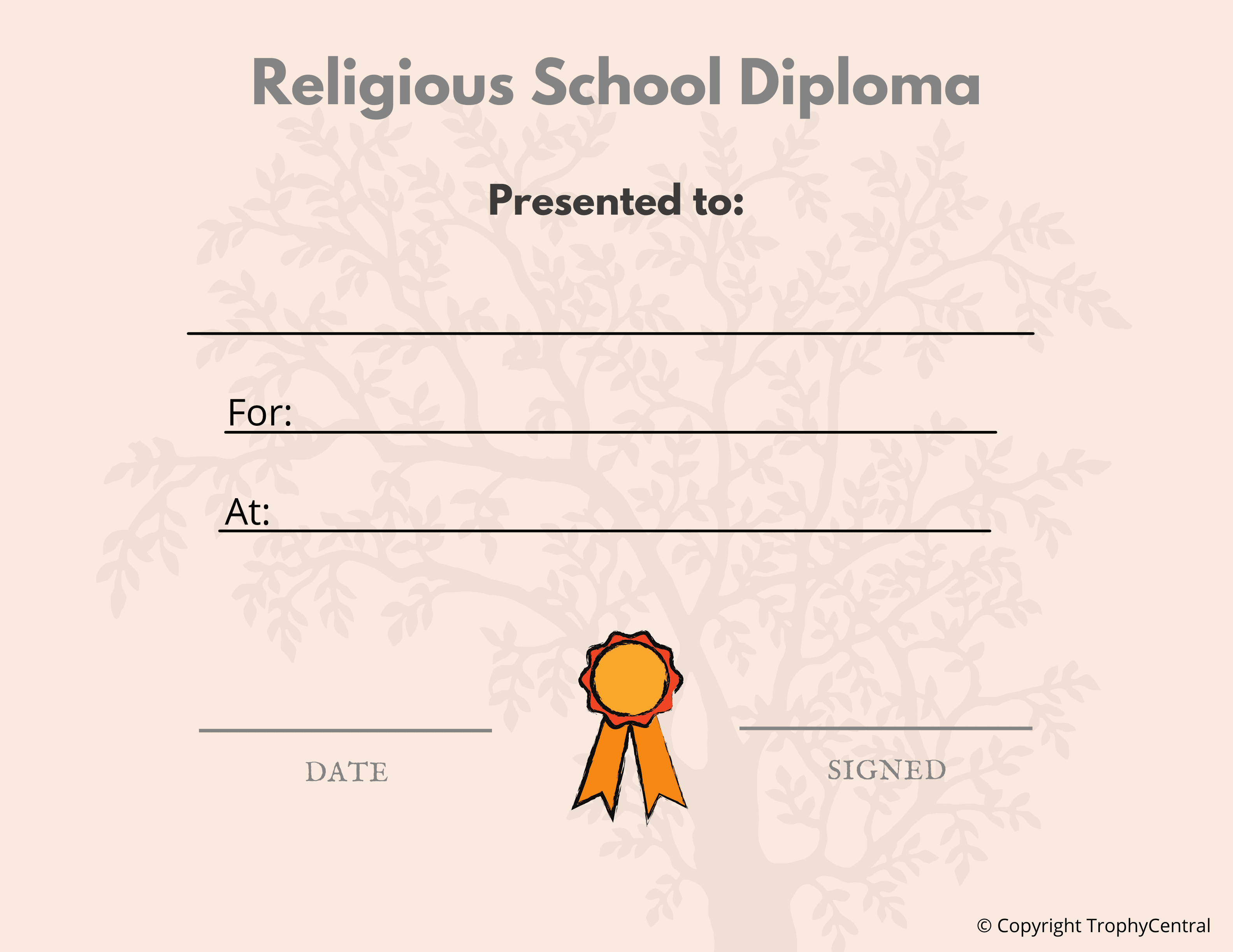 Free Religious School Diploma Certificate Template | TrophyCentral