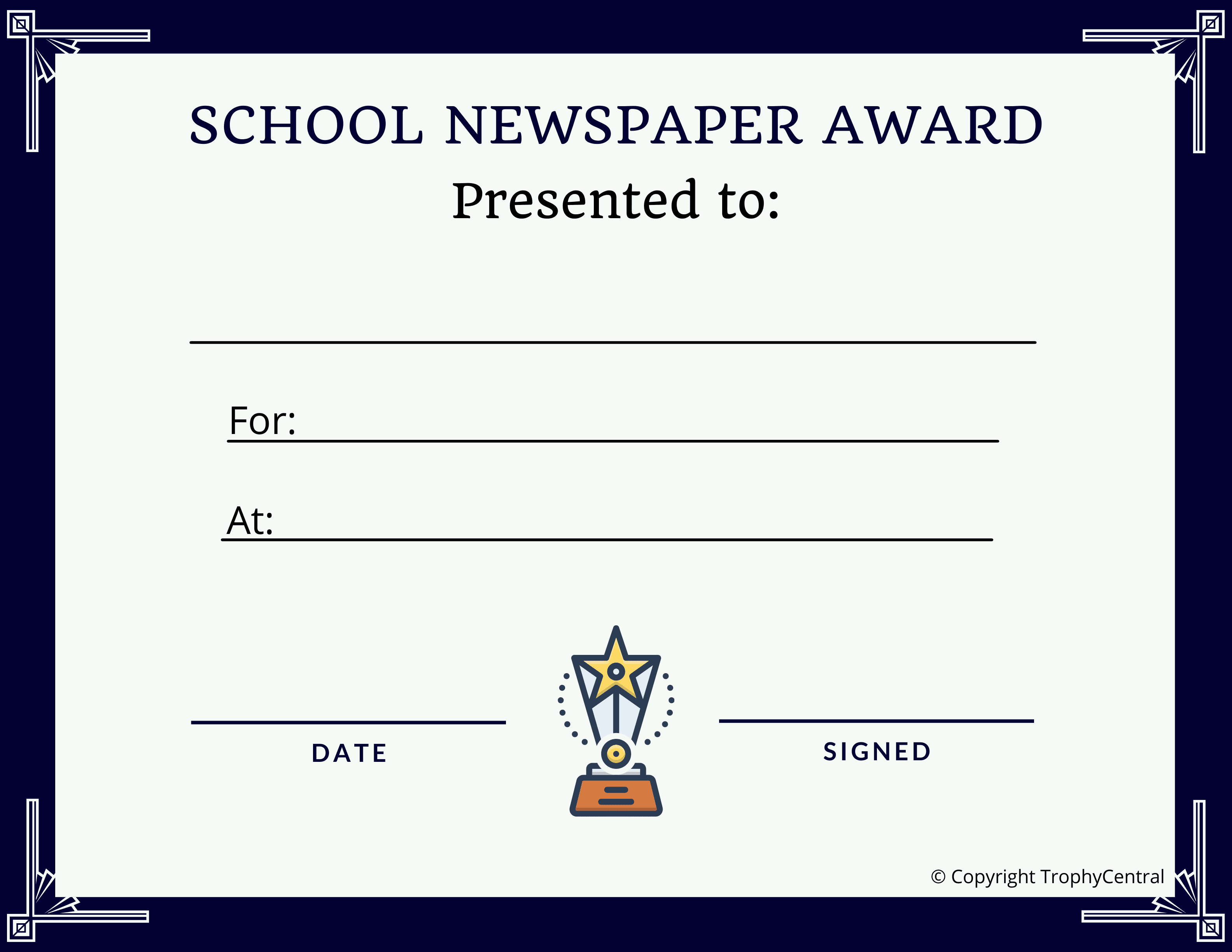 Free School Newspaper Certificate Template | TrophyCentral