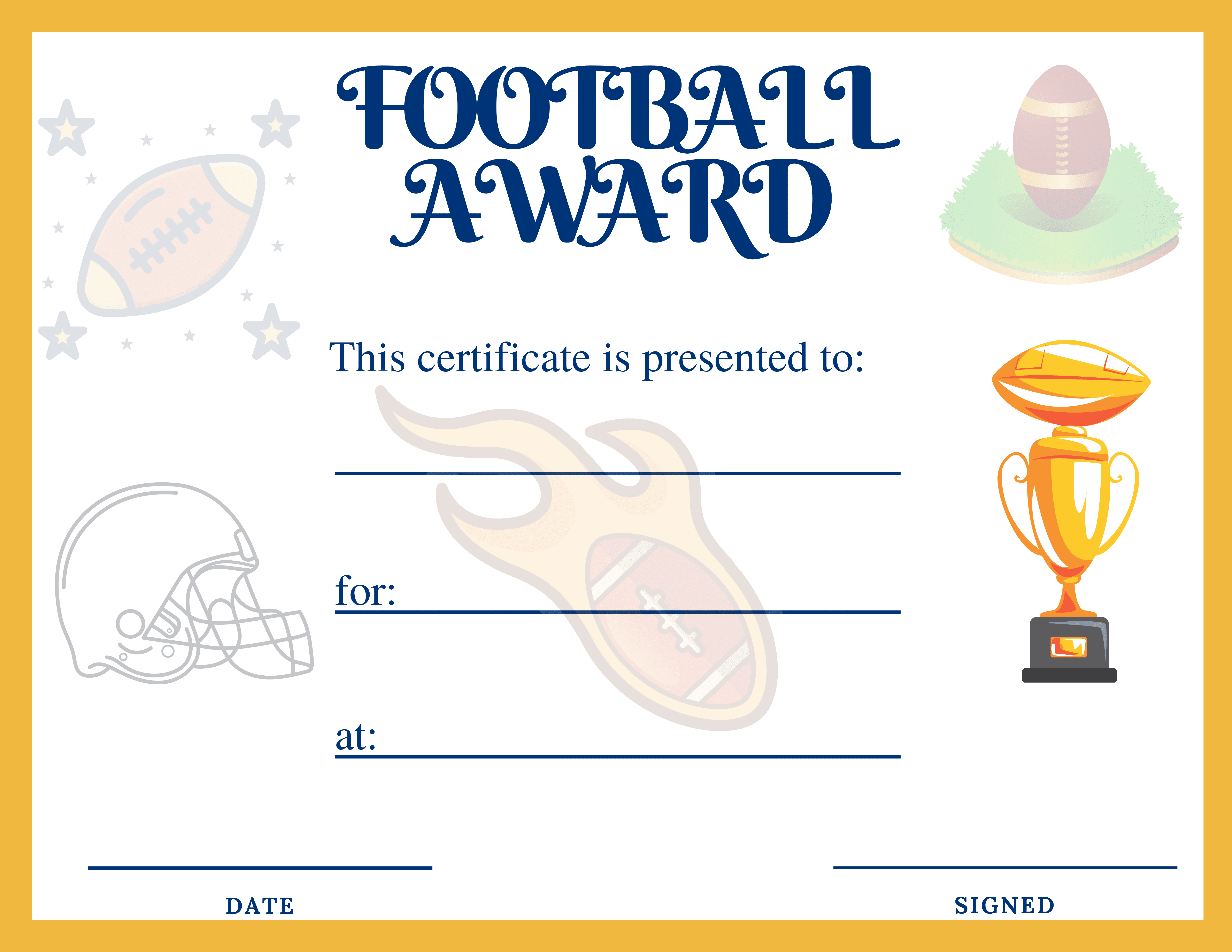 Free football award certificate | trophycentral