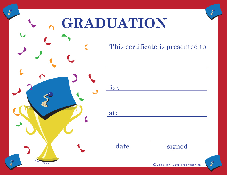 Free Graduation Certificates, Certificate Free Graduation for Free Printable Graduation Certificate Templates For Word