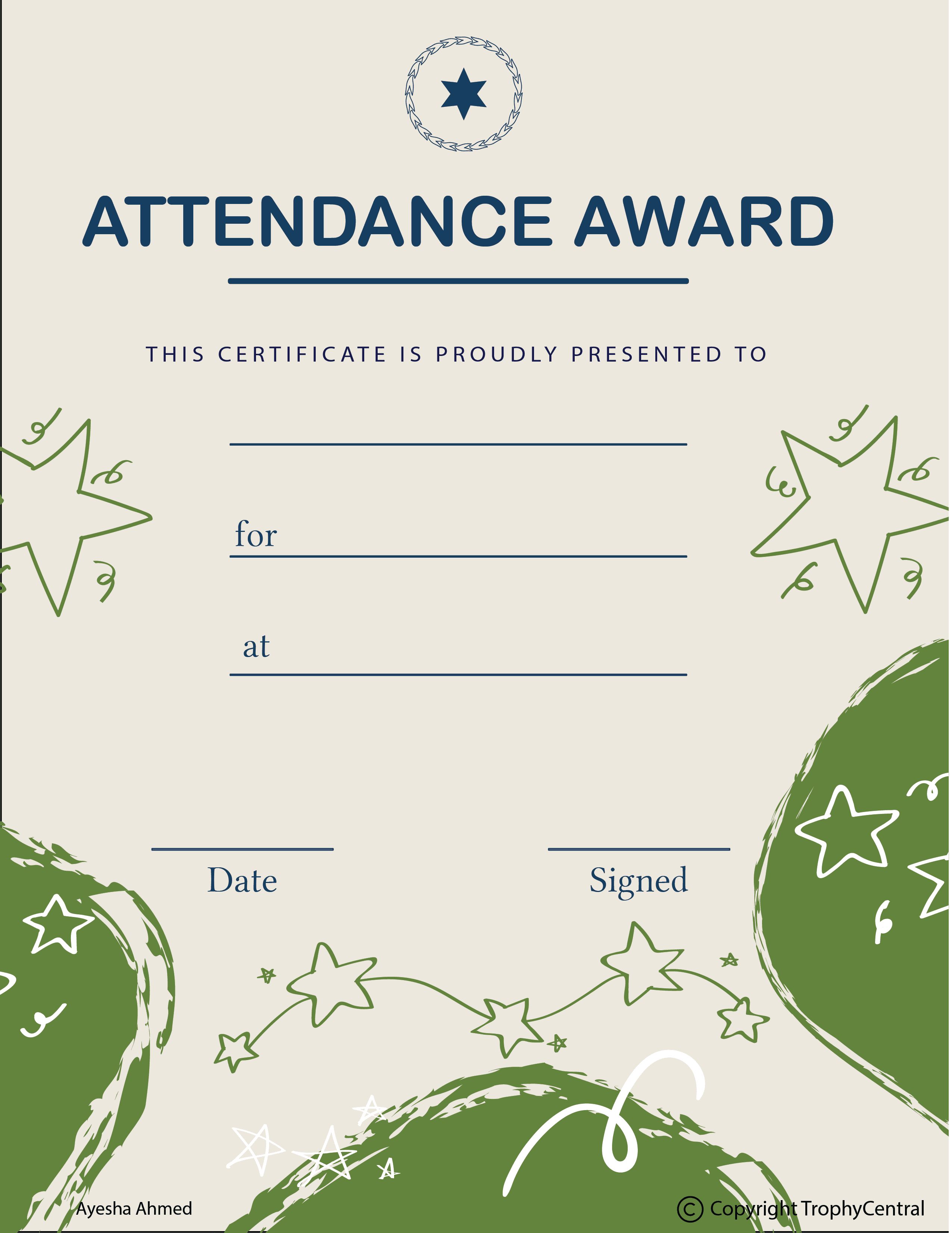 Free Printable Perfect Attendance Certificate Template