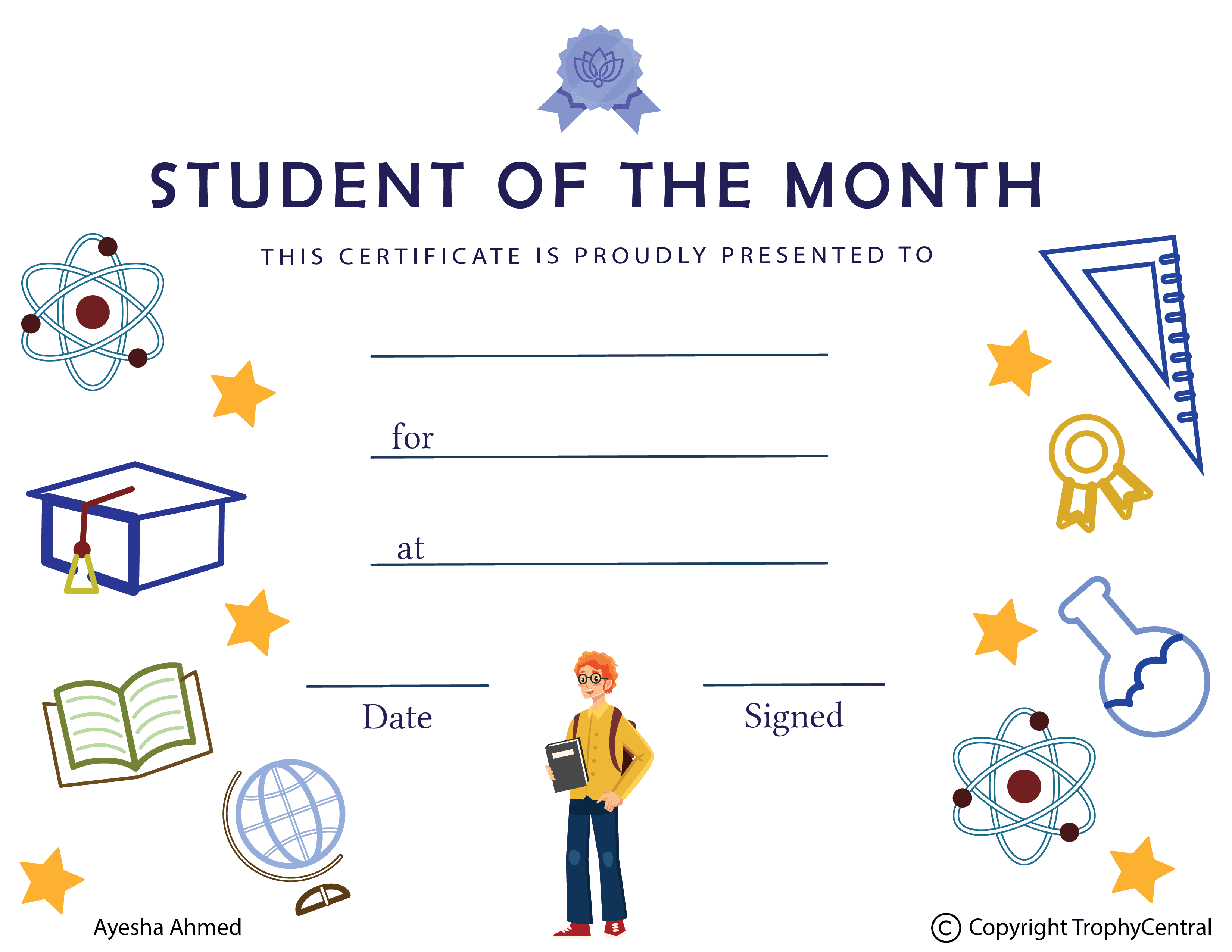 Free Student Of The Month Certificate Templates