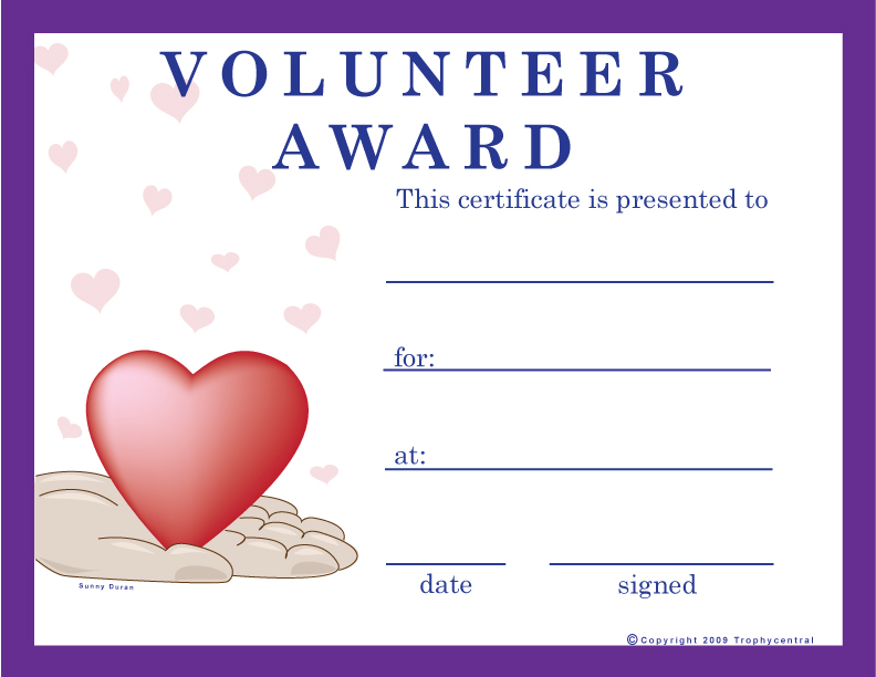 free-volunteer-certificates-trophycentral for Free Printable Pastor Appreciation Certificates Free Volunteer Certificates | TrophyCentral for Free Printable Pastor Appreciation Certificates