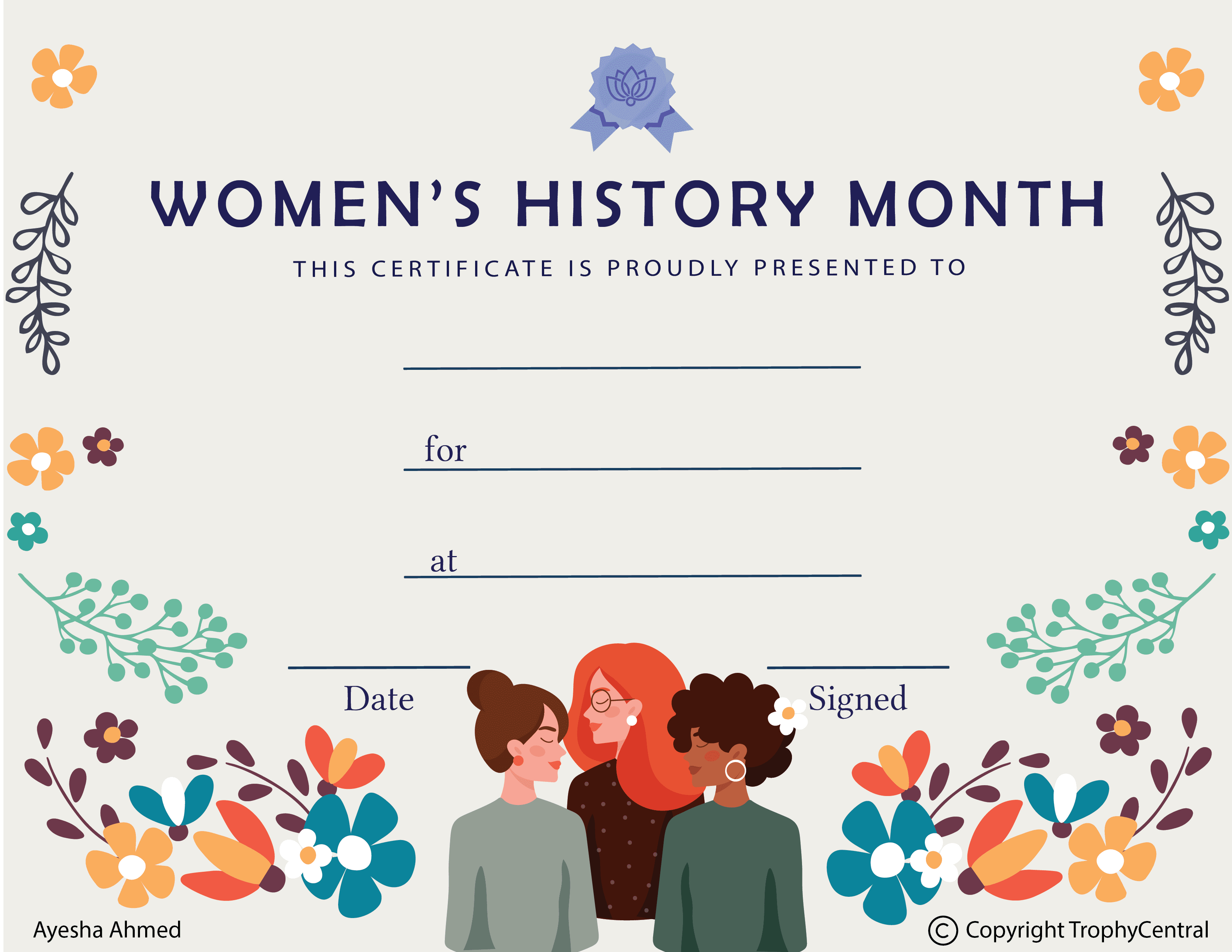 Free Women's History Month Certificate Template TrophyCentral