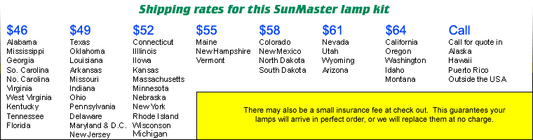 Tanning Lamp Shipping Price