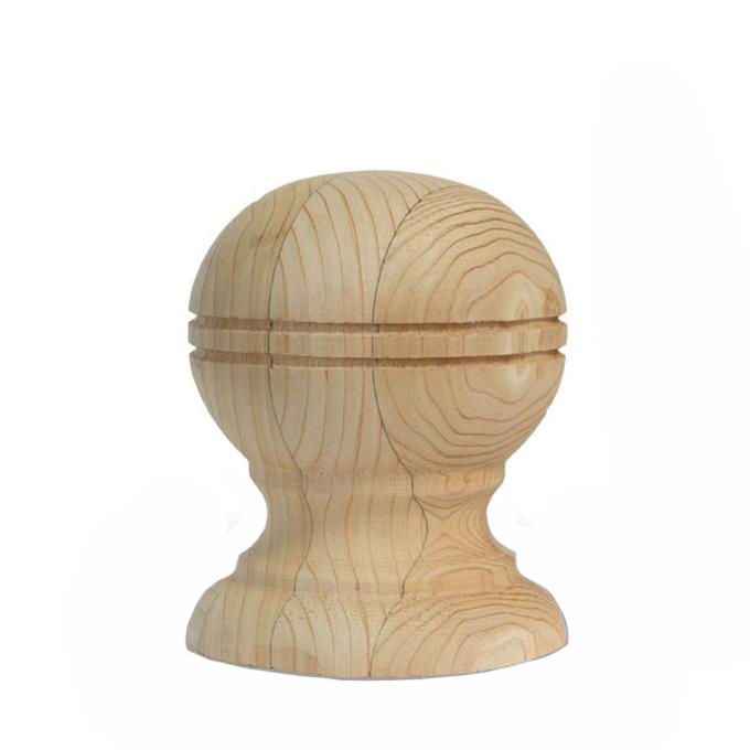 Larger view of Globe with Rings Redwod Finial