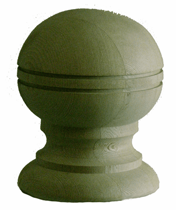 Larger view of 6'' Globe with Rings Pressure Treated Finial