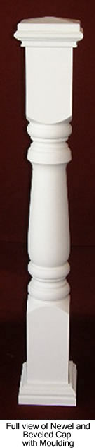 Full View of Newel and Beveled Cap with Moulding
