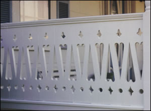 Rails painted the same color as Balusters