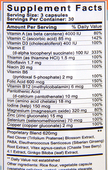 FertilAid For Women Ingredients