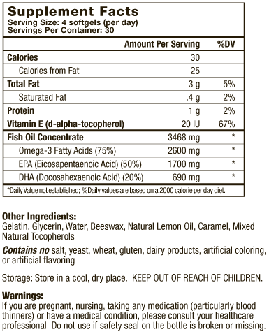 OMAPURE Supplement Facts