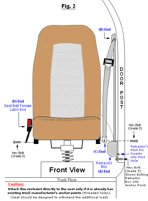 Semi-Truck Seat Belts - Air Ride Seat Belt