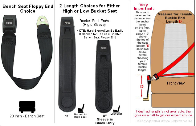 8" Long Housing Retractable Tractor Seat Belts