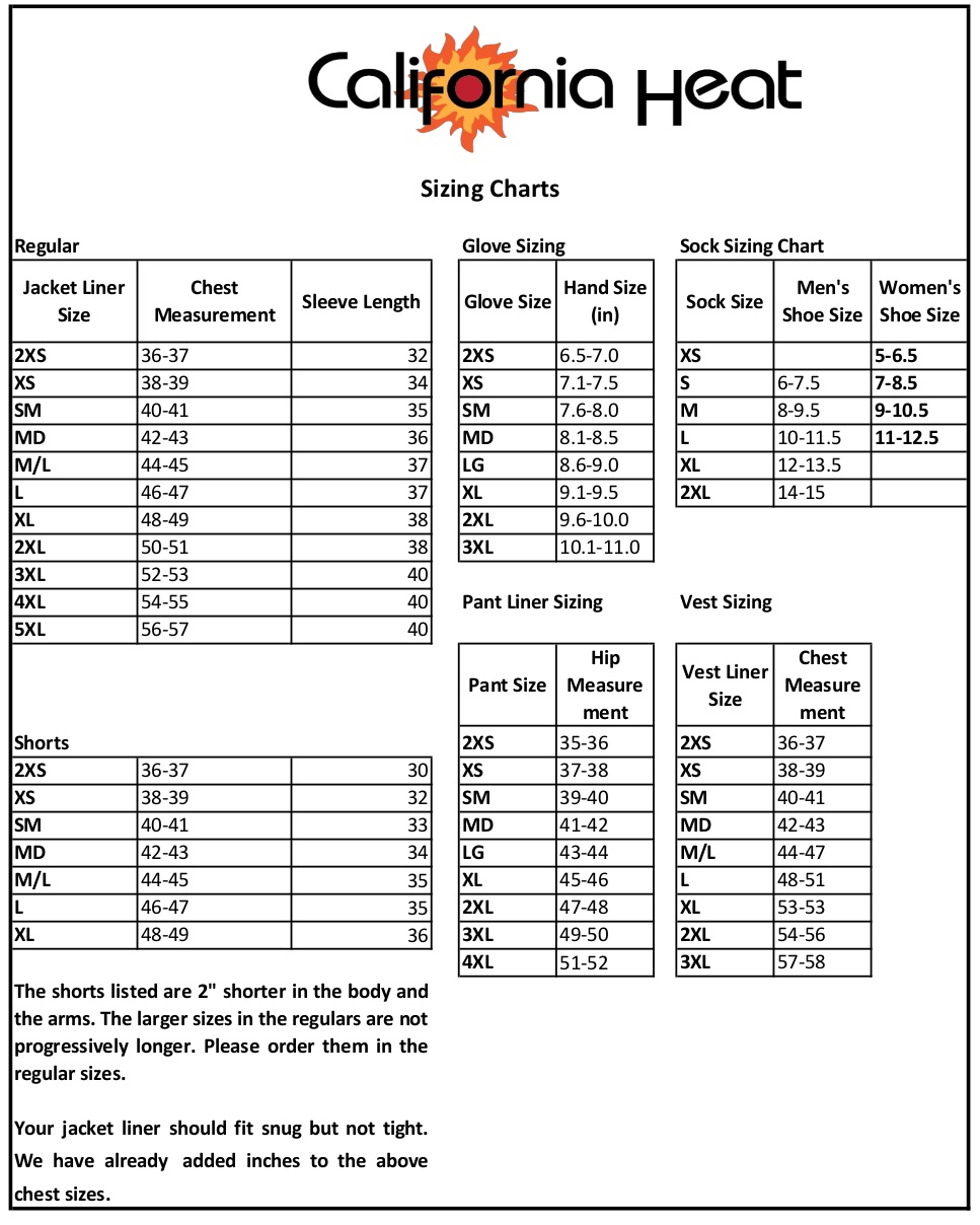 California Heat Size Chart