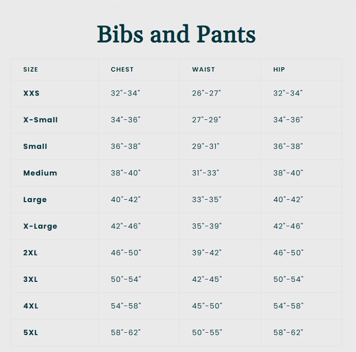 DSG Size Chart
