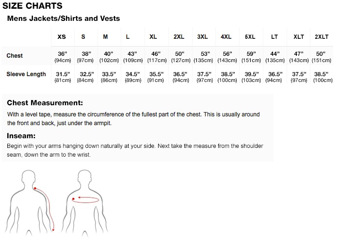 Mobile Warming Men�s Jacket & Vest Sizing
