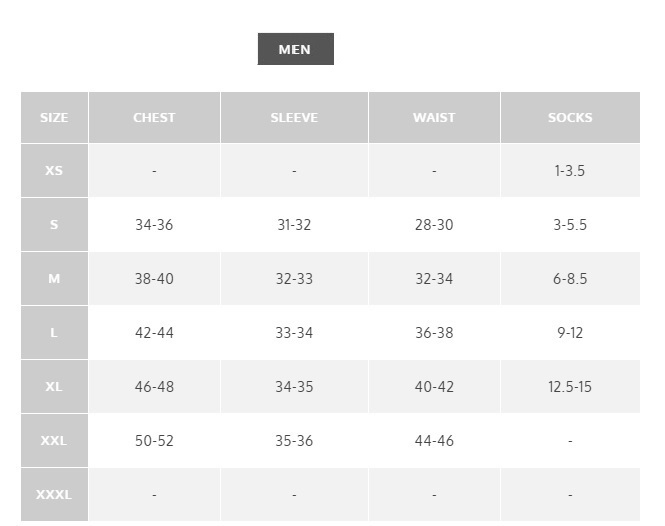 terramar mens size chart 