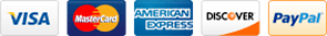 We accept Visa, Mastercard, American Express, Discover, and PayPal