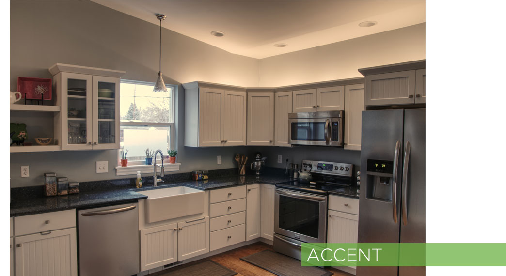 Accent lighting in a kitchen
