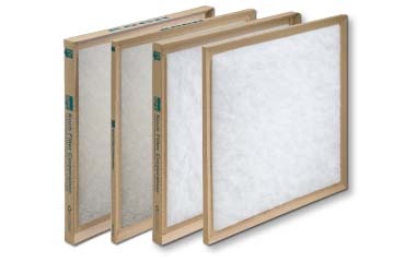 A MERV 3 fiberglass air filter, an affordable and cheap option for basic dust protection in home HVAC systems.