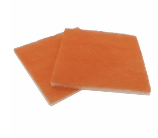 Orange and white media pad filters