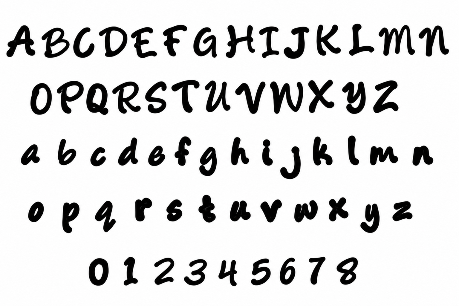 Bridgette 3mm handwritten font sample