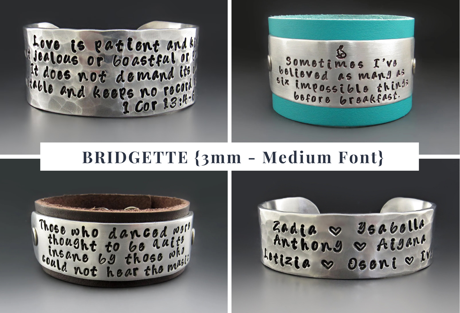 Bridgette font letter and number samples