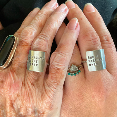 Personalized square ring string of jewels