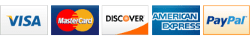 We accept Visa, MasterCard, Discover, Amex, and PayPal