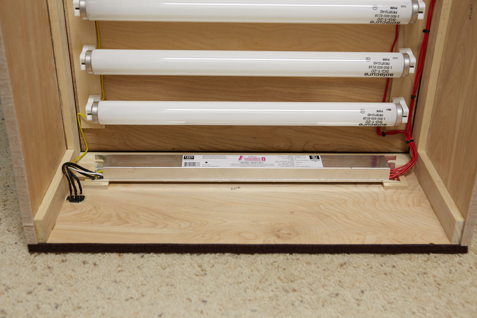 UV Curing rig using Solacure lamps, inside lower