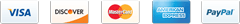 We accept VISA, Discover, MasterCard, American Express, PayPal