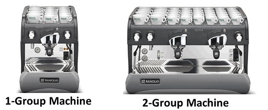 Espresso Machine in 1-Group and 2-Group Configurations