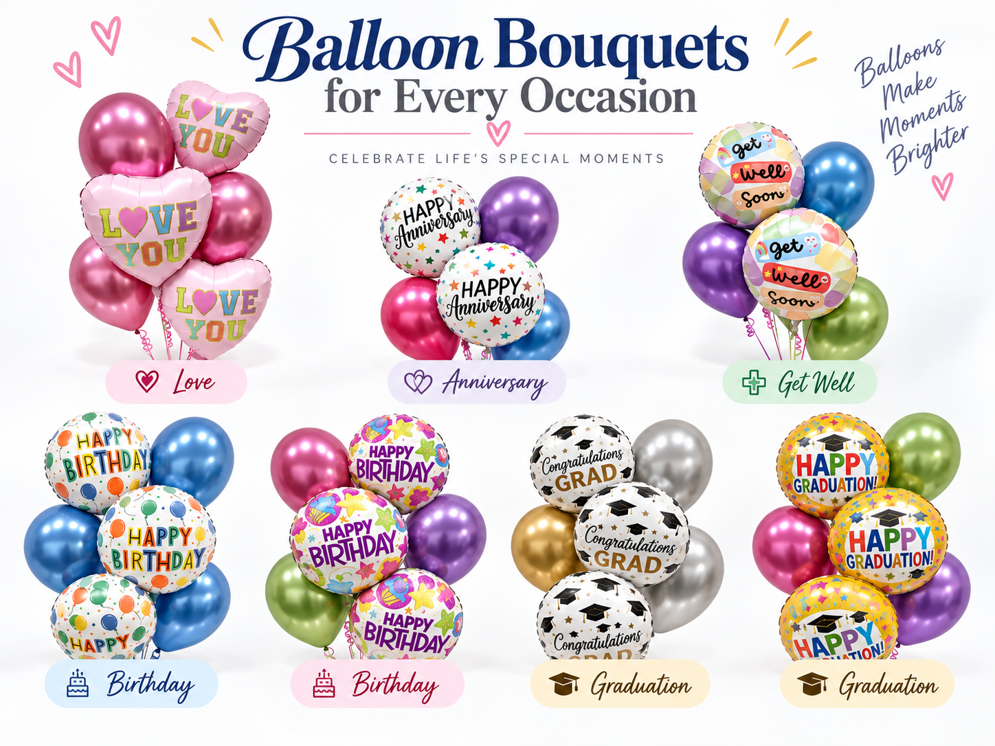 Balloon Bouquets for any occasion available for same-day delivery throughout Orange County