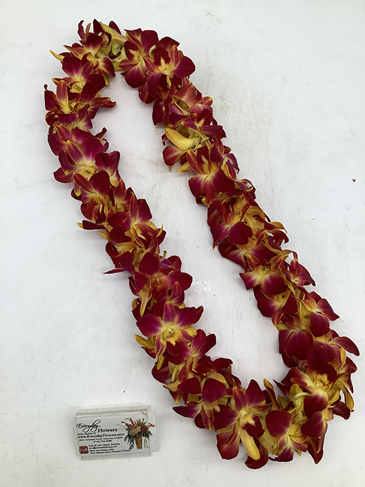 Burgundy & Gold Orchid Lei