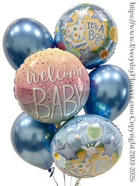Baby Boy Balloon Bouquet +$25