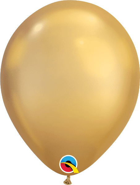 11 Inch Chrome Gold Latex Balloon. Remember we do put hi-float inside the balloon to increase the time the balloon floats. 11 Inch Chrome Gold Latex Balloon