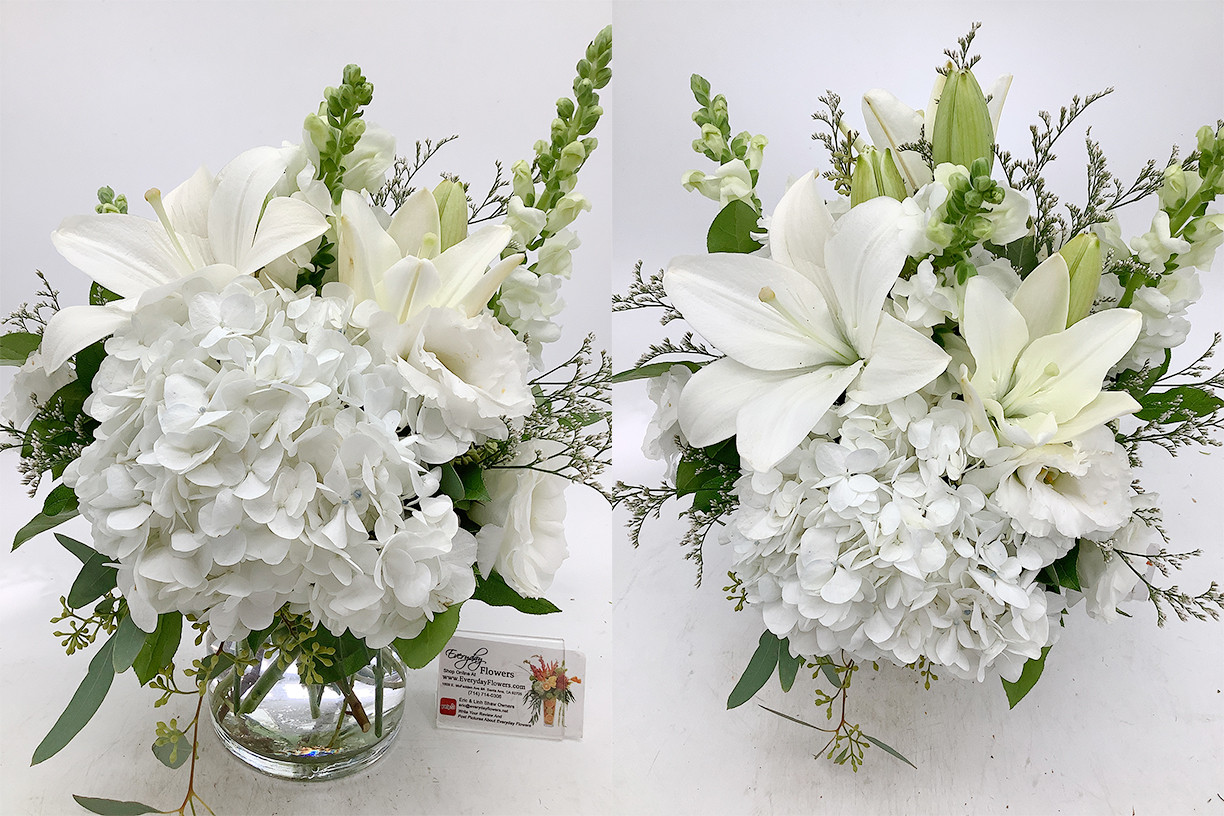 Timeless White flower arrangement designed by Everyday Flowers, serving Fullerton, California