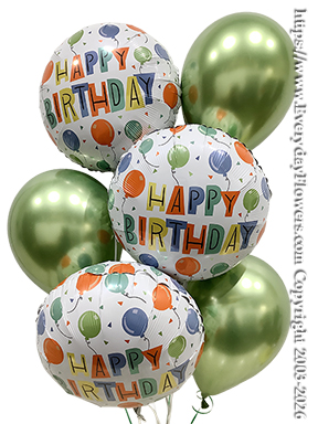 Birthday Party Balloons Green +$25 CBB427