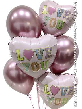 Love You Patch Balloon Bouquet +$25